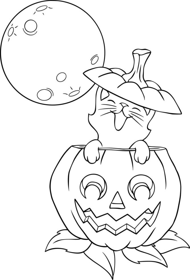 Cat in a Halloween Pumpkin vector