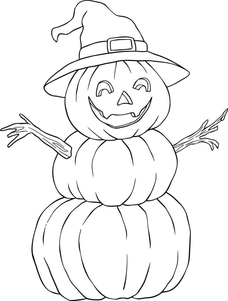 Pumpkin Man in a Witch Hat vector