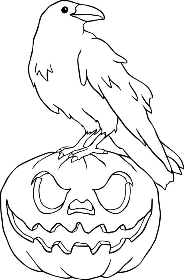Crow on a Halloween Pumpkin vector