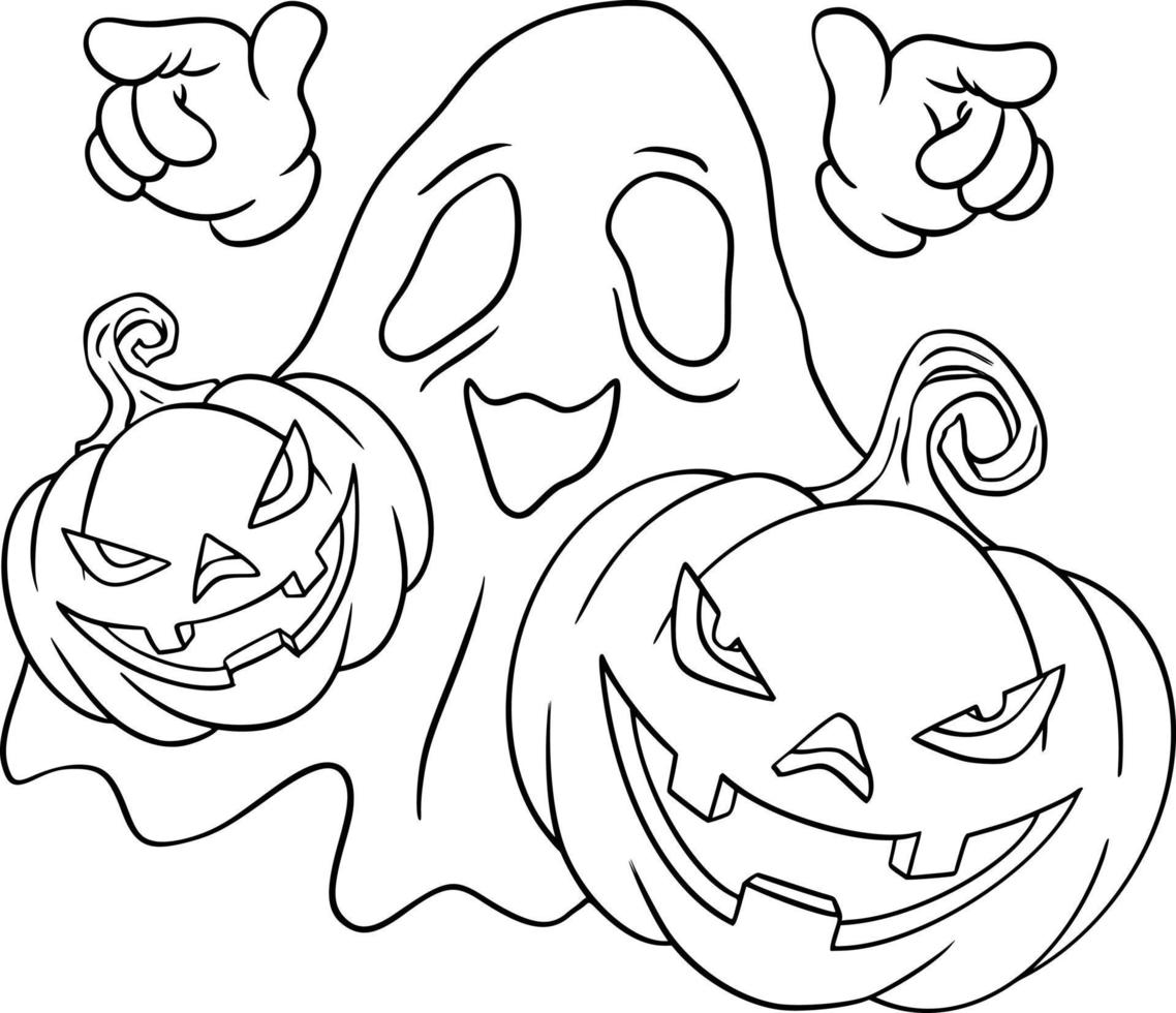 Ghost and Pumpkins vector
