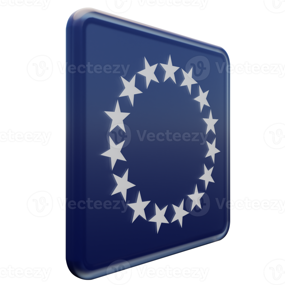 Cook Islands Left View 3d textured glossy square flag png