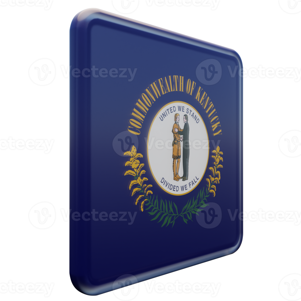 Kentucky Left View 3d textured glossy square flag png