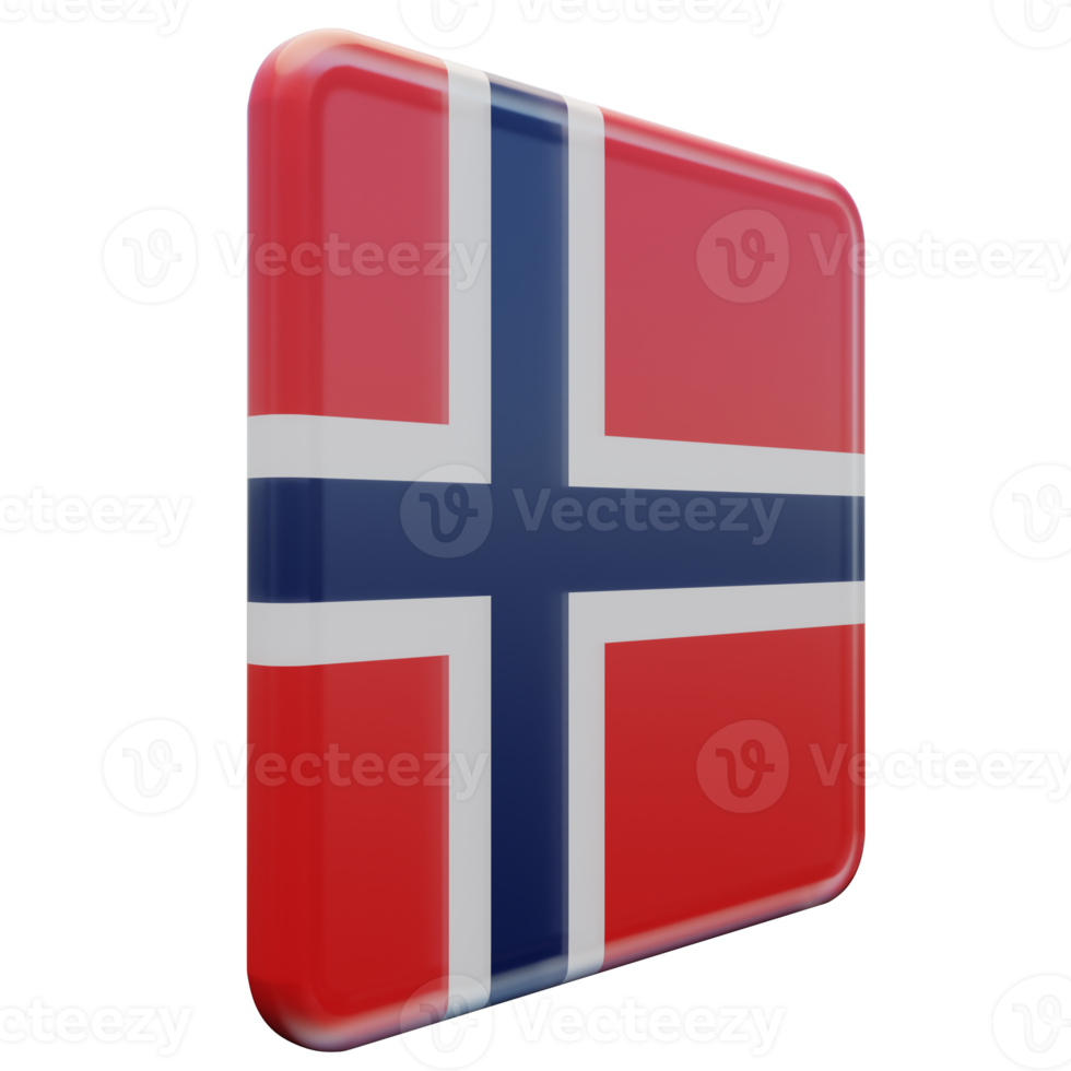 Noruega vista esquerda 3d bandeira quadrada brilhante texturizada png