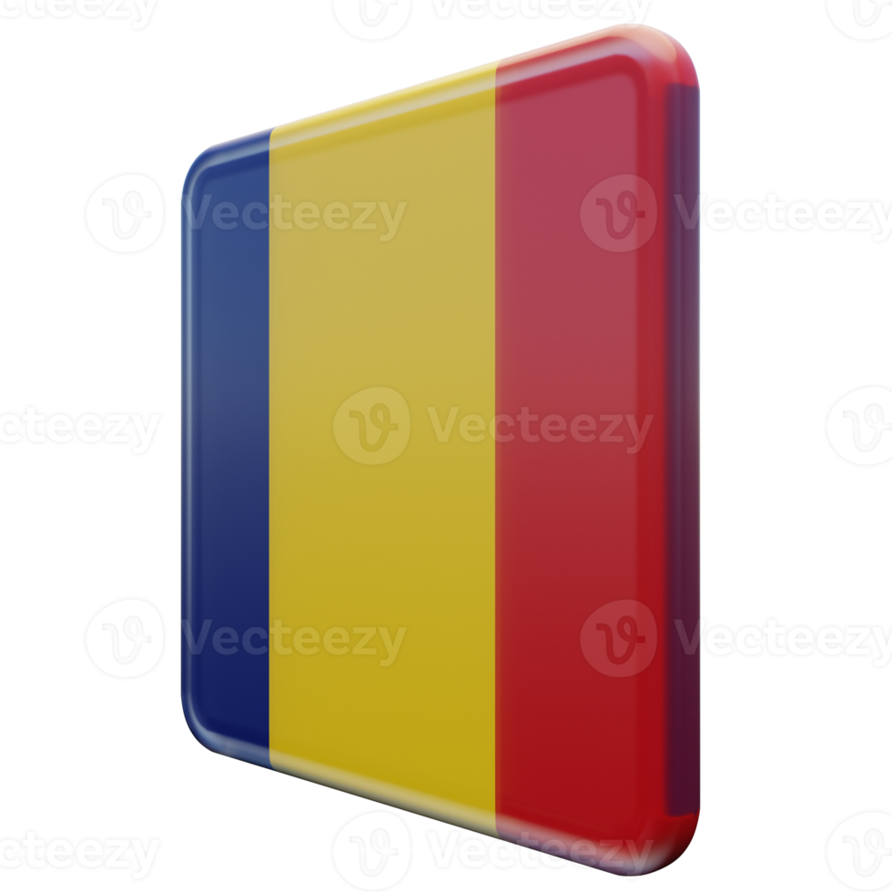 Romania Right View 3d textured glossy square flag png