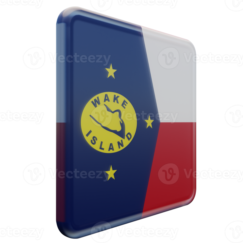 Wake Island Left View 3d textured glossy square flag png