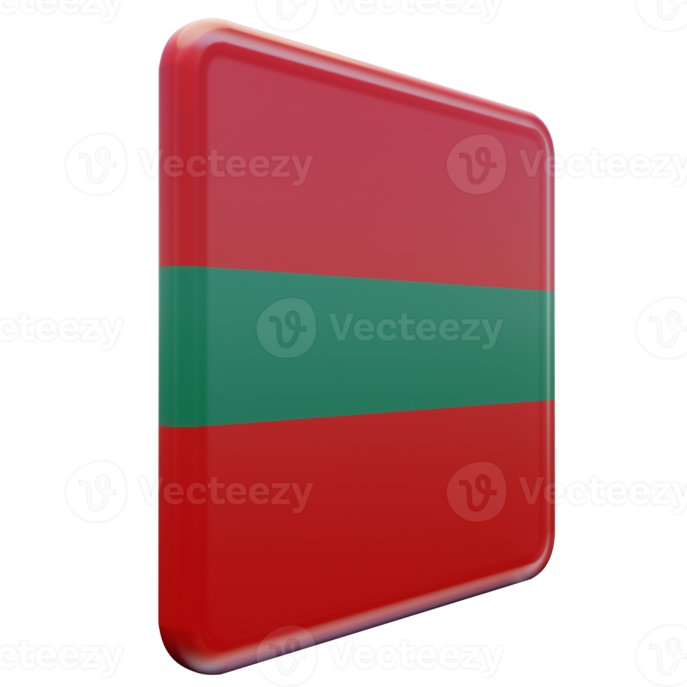 Transnistria Left View 3d textured glossy square flag png