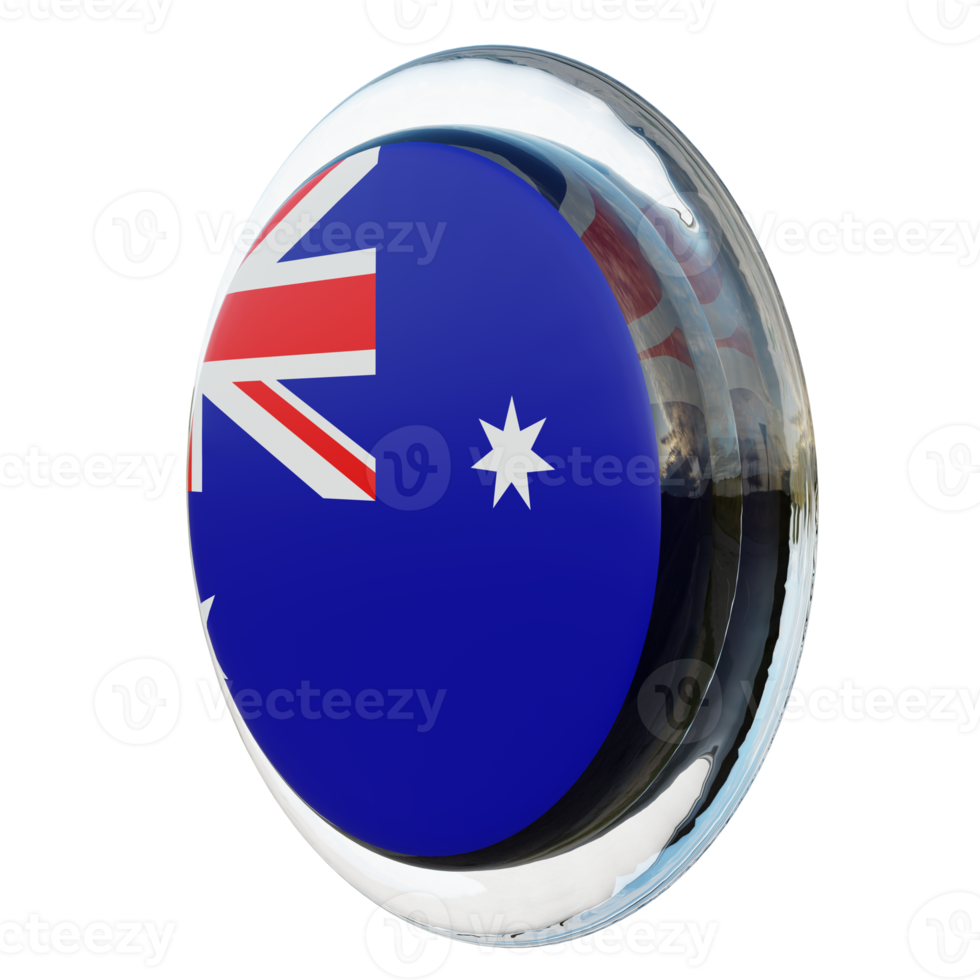 Australië Rechtsaf visie 3d getextureerde glanzend cirkel vlag png