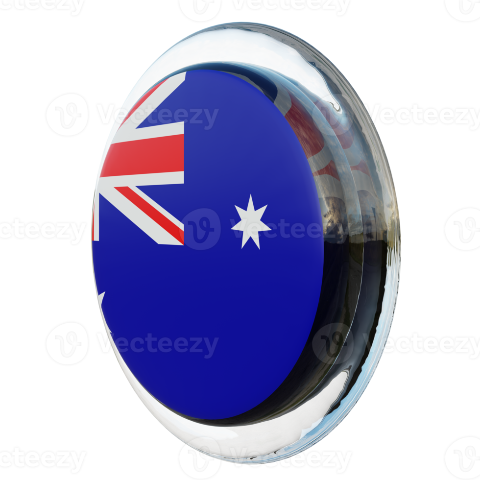 Australien rätt se 3d texturerad glansig cirkel flagga png