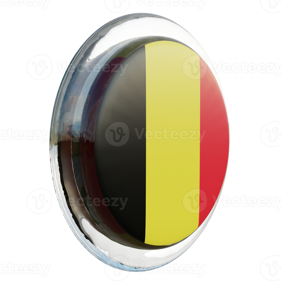 Belgium Left View 3d textured glossy circle flag png