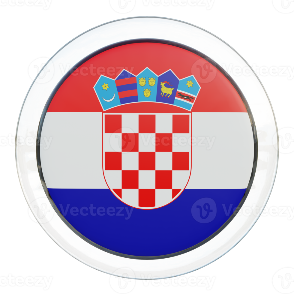 kroatien 3d texturerad glansig cirkel flagga png