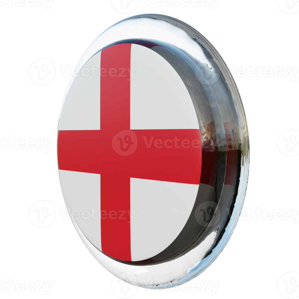 angleterre vue droite drapeau de cercle brillant texturé 3d png