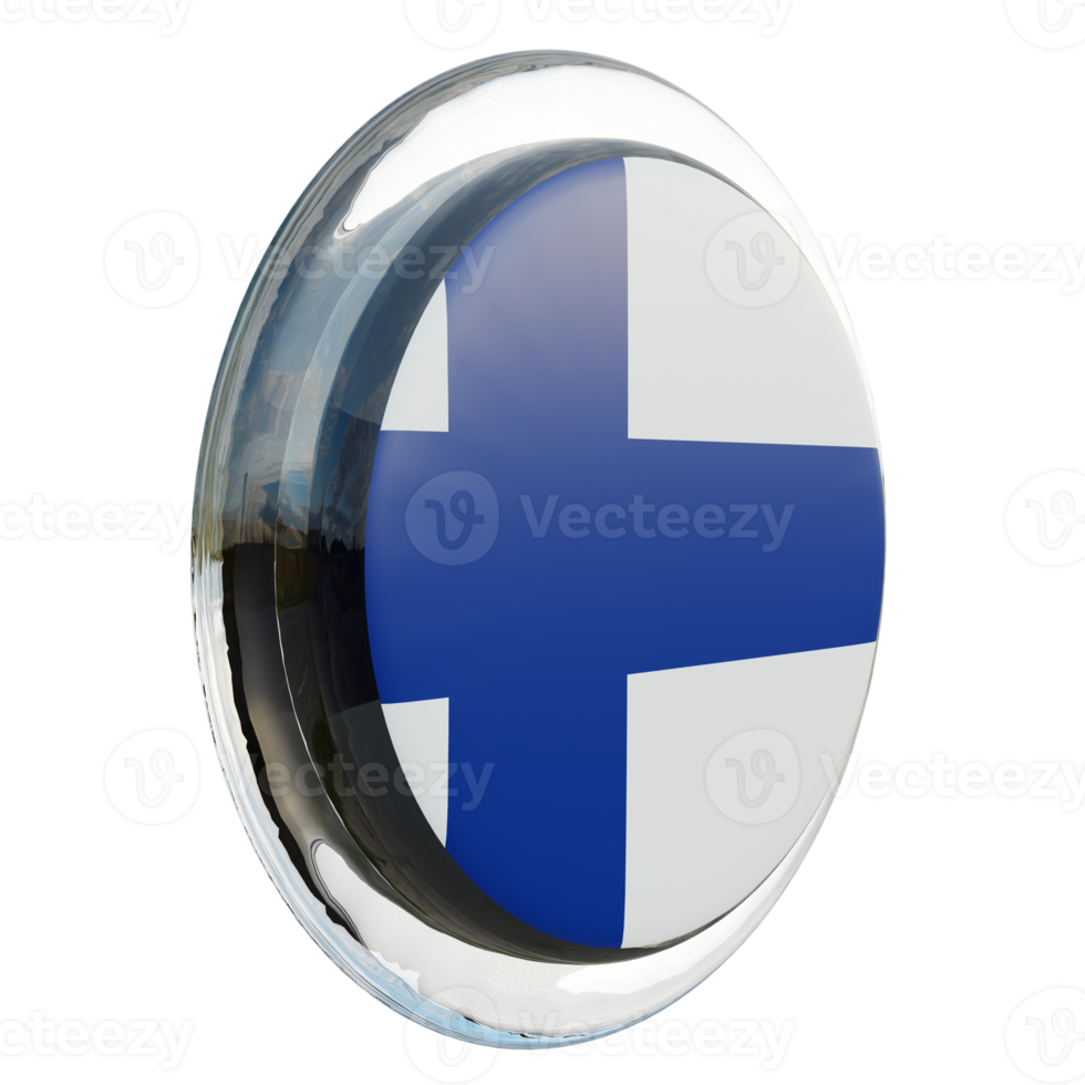 Finland Left View 3d textured glossy circle flag png