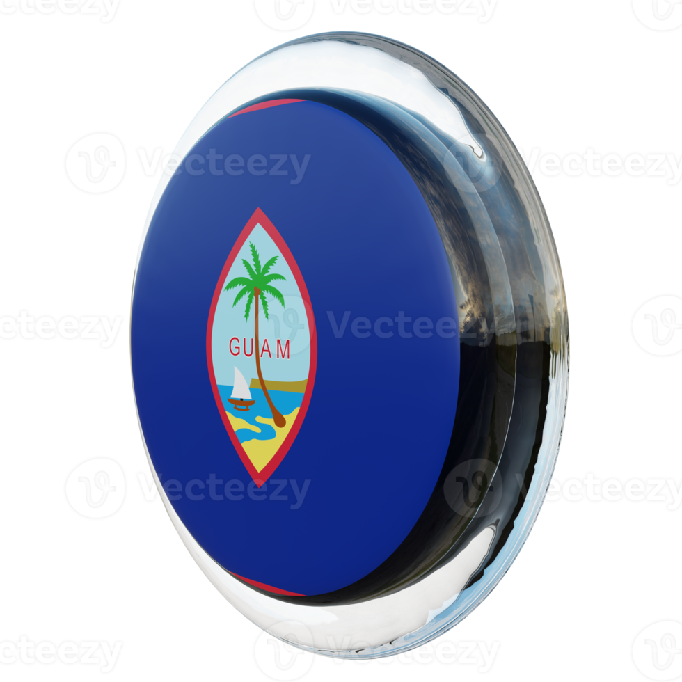 Guam Right View 3d textured glossy circle flag png