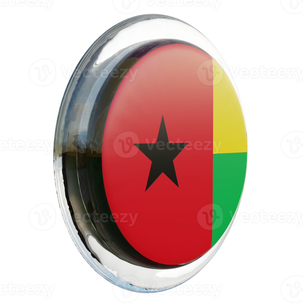 Guinea Bissau Left View 3d textured glossy circle flag png