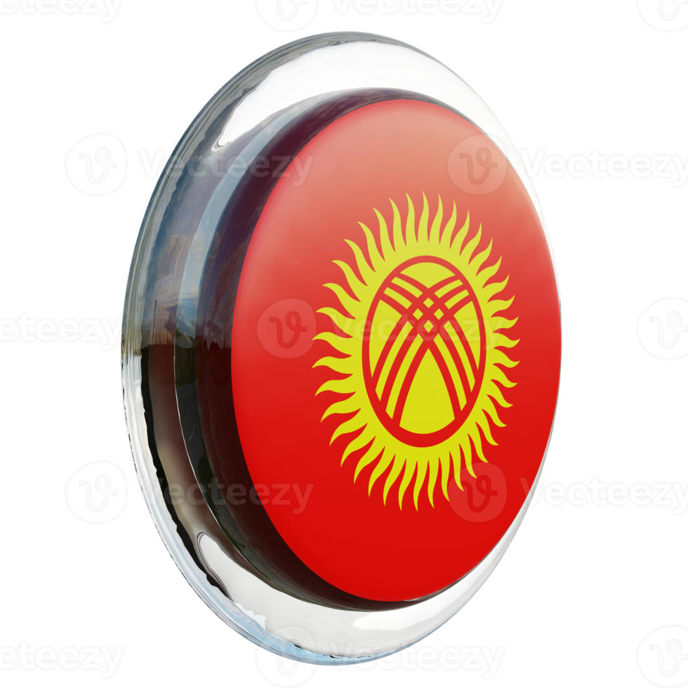 Kyrgyzstan Left View 3d textured glossy circle flag png