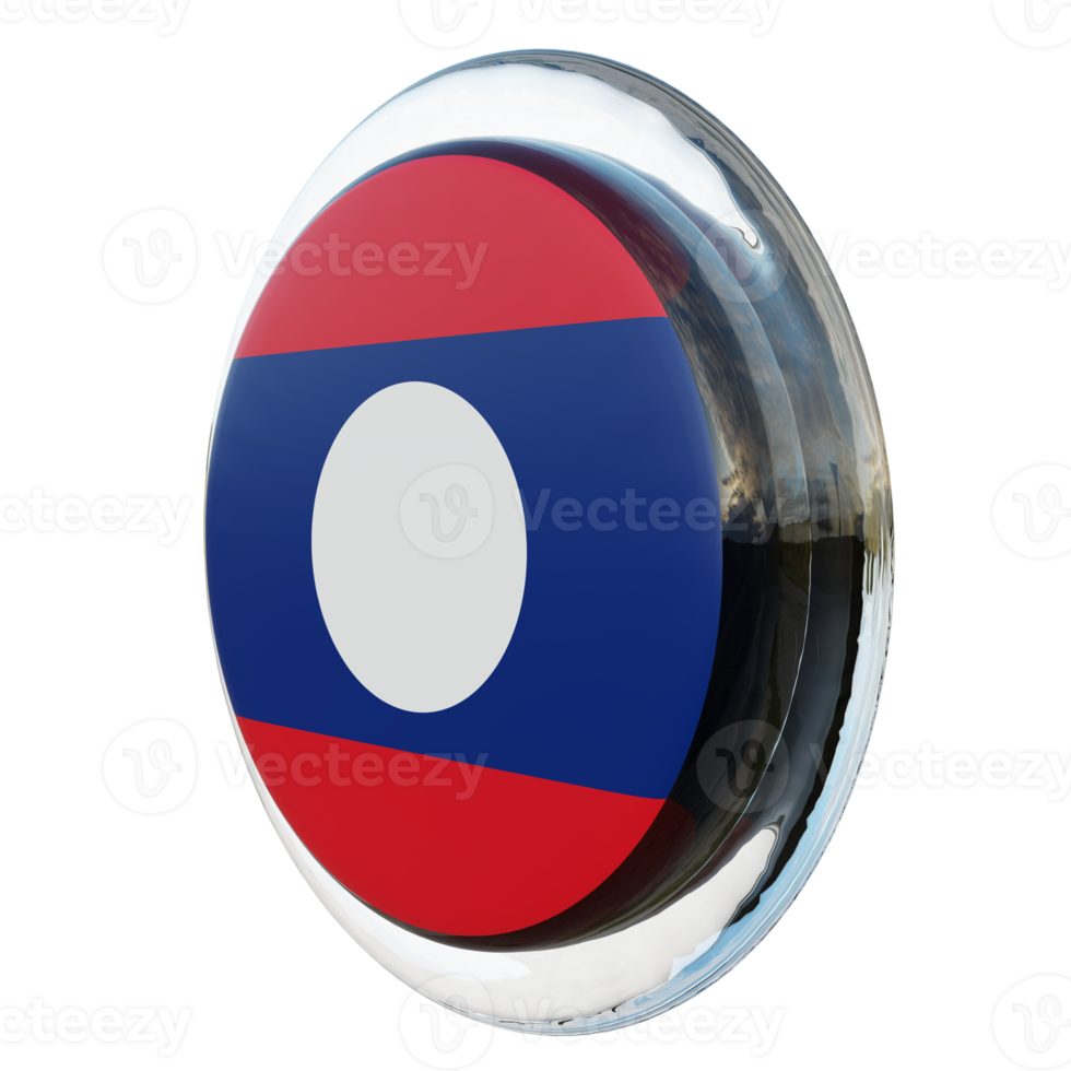 Laos Right View 3d textured glossy circle flag png