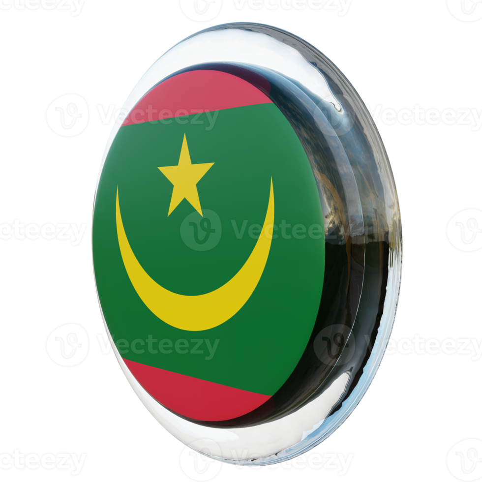 Mauritania Right View 3d textured glossy circle flag png