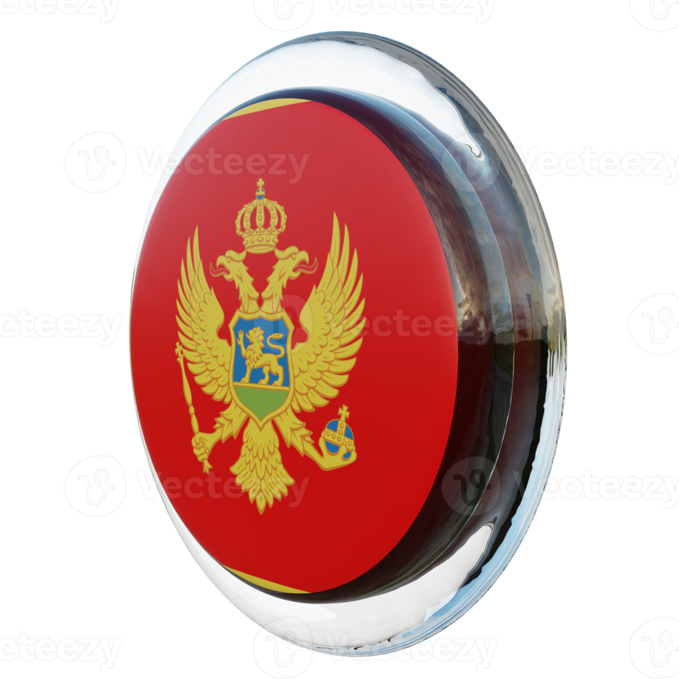 Montenegro Right View 3d textured glossy circle flag png