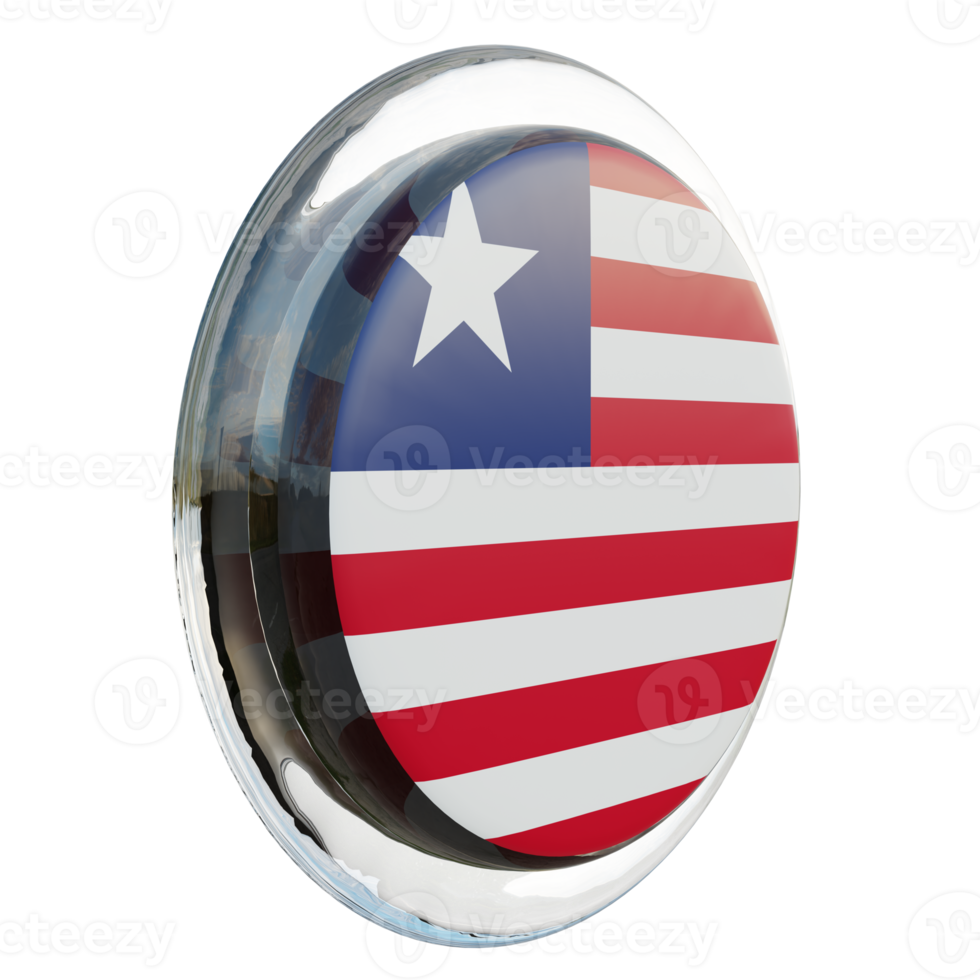 Liberia Left View 3d textured glossy circle flag png
