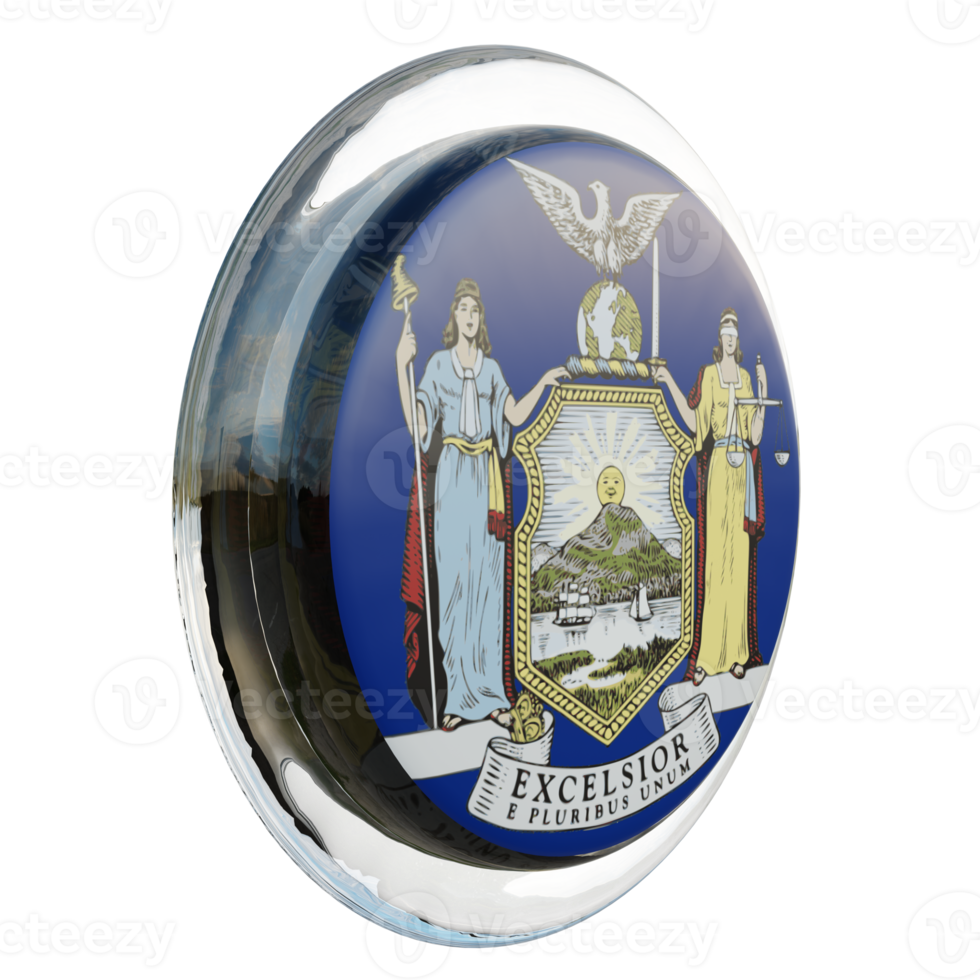 New York Left View 3d textured glossy circle flag png