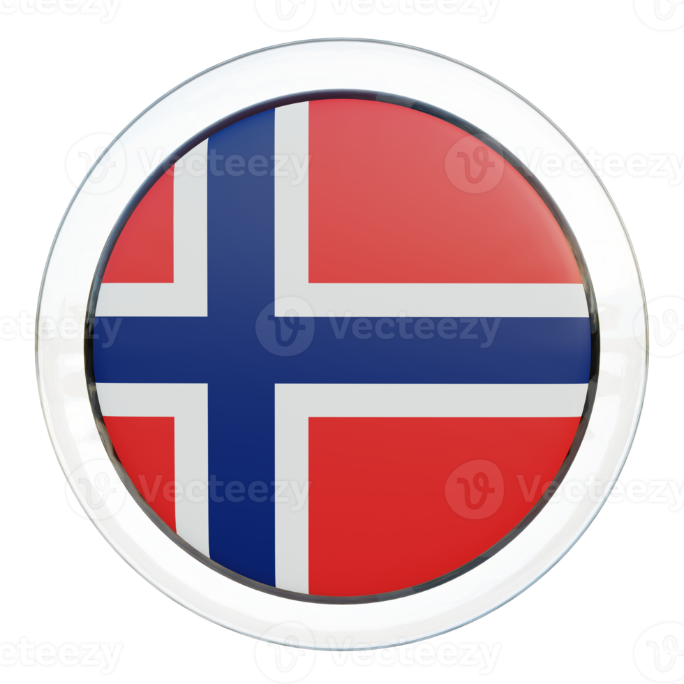 Norge 3d texturerad glansig cirkel flagga png