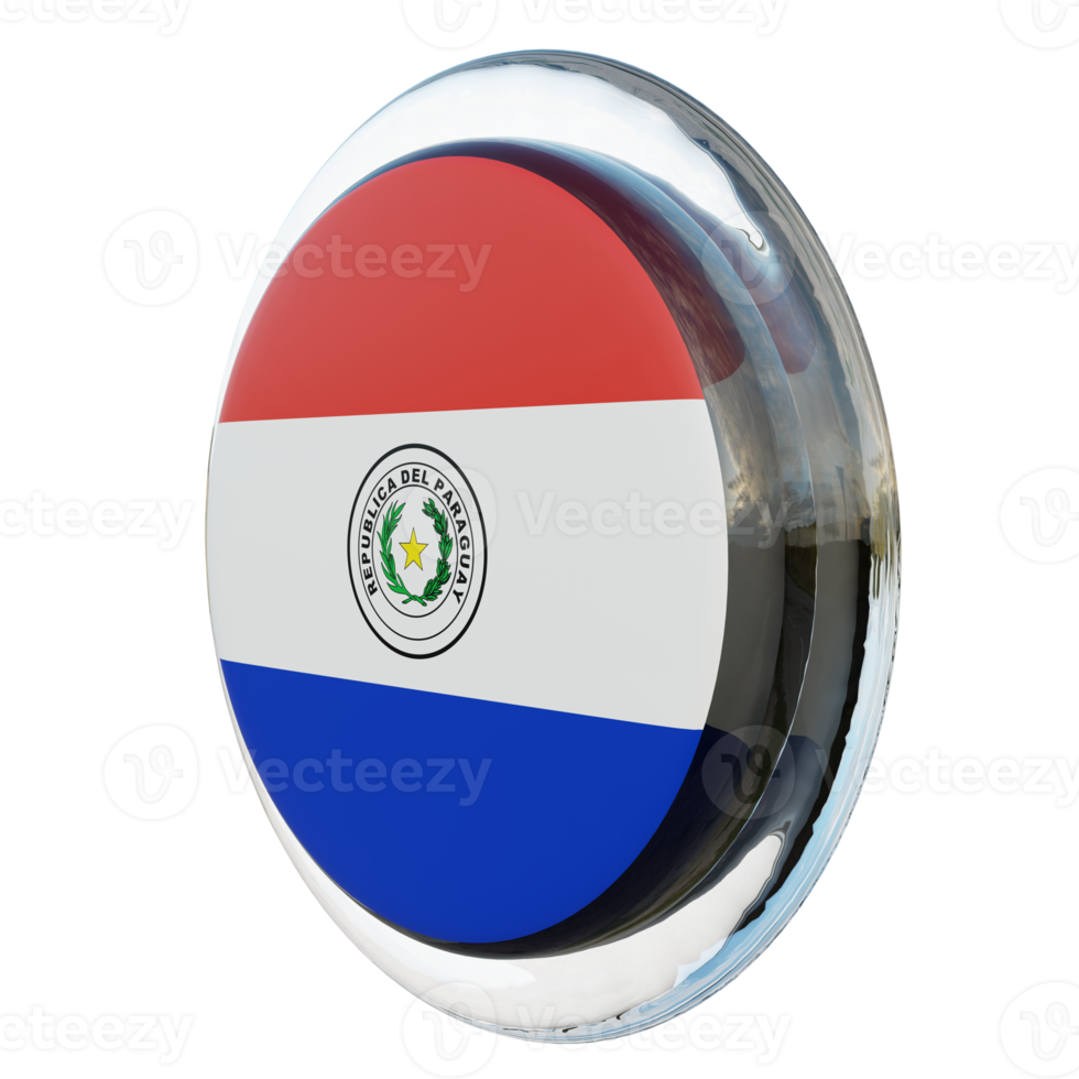 Paraguay Right View 3d textured glossy circle flag png