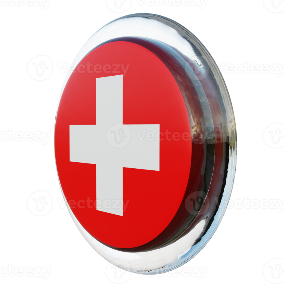 Switzerland Right View 3d textured glossy circle flag png