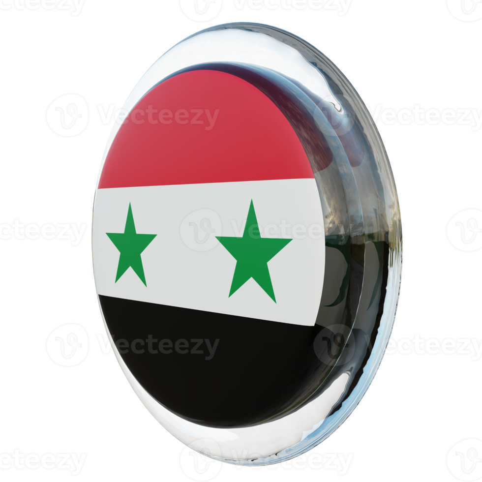 syrie vue droite drapeau de cercle brillant texturé 3d png