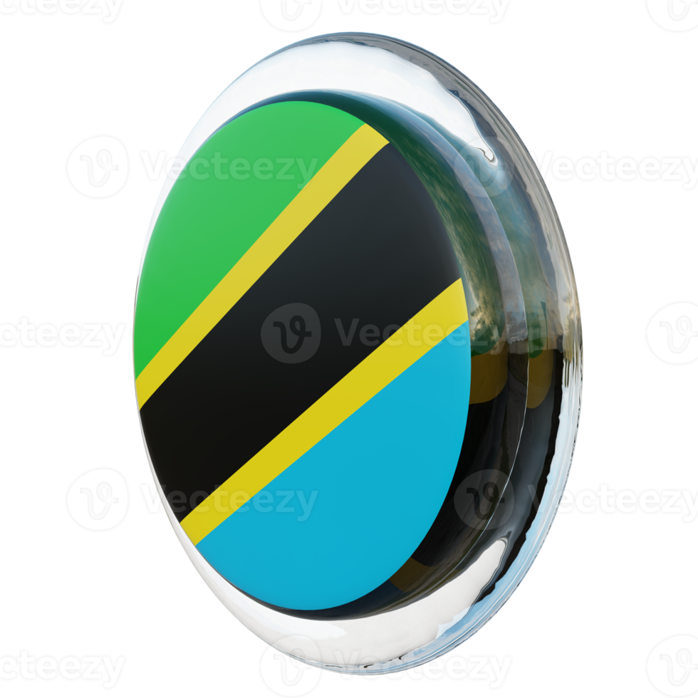 Tanzania Right View 3d textured glossy circle flag png