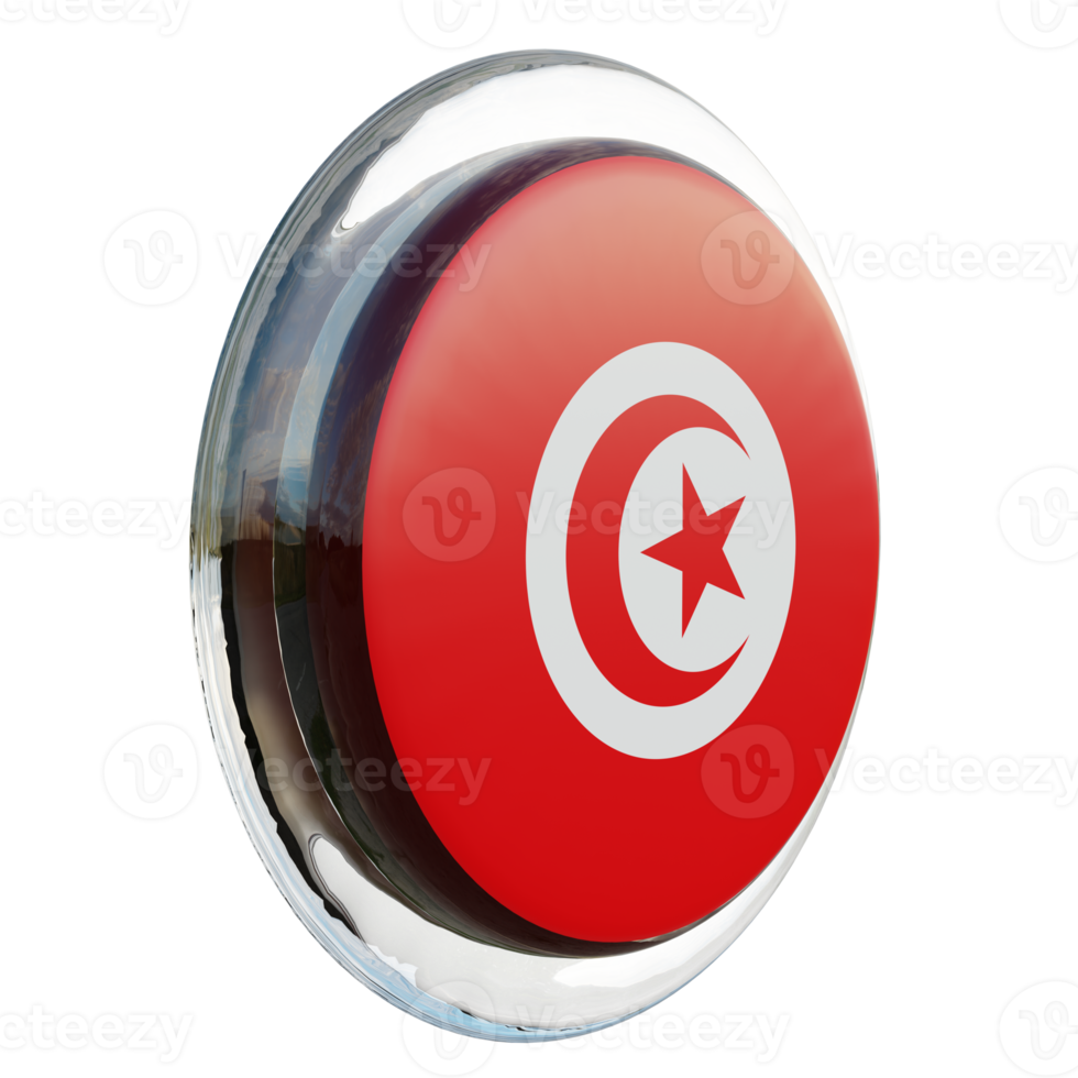 Tunisia Left View 3d textured glossy circle flag png