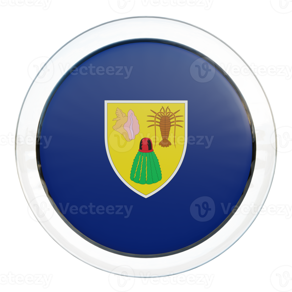 Turks and Caicos Islands 3d textured glossy circle flag png