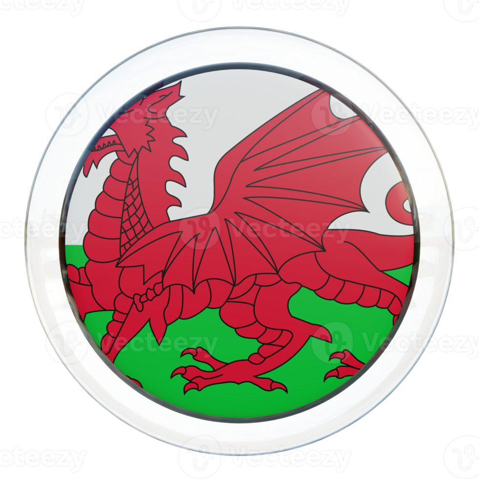 wales 3d texturerad glansig cirkel flagga png