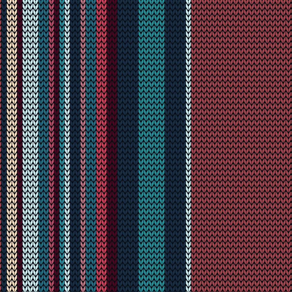 A dark blue Knitted Seamless Fabric texture design. with colorized dark Blue, Red, Pink Knit Texture. Seamless knitting Christmas pattern with wave pattern vector