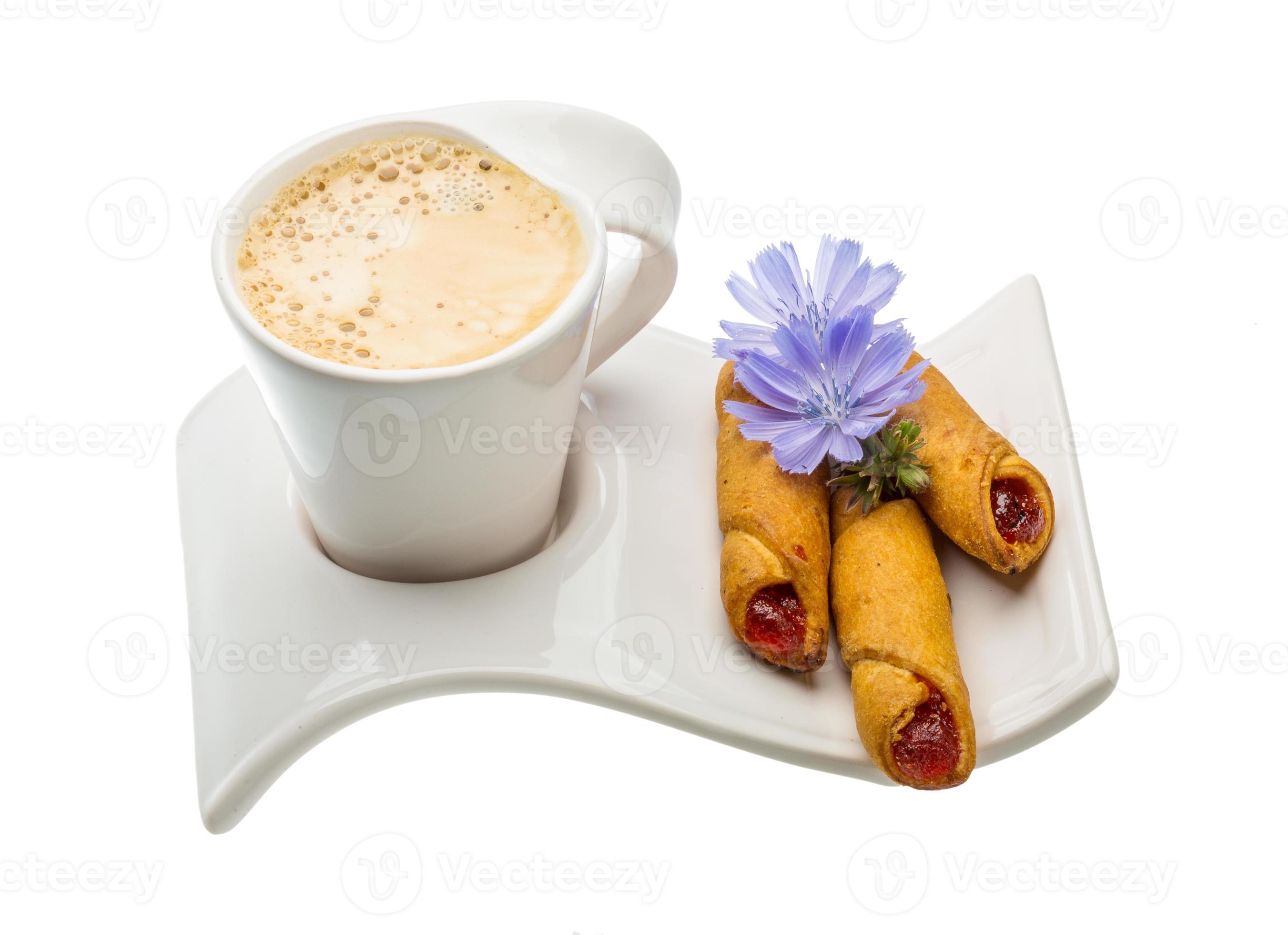 Coffee with pastry on white background 10867786 Stock Photo at Vecteezy