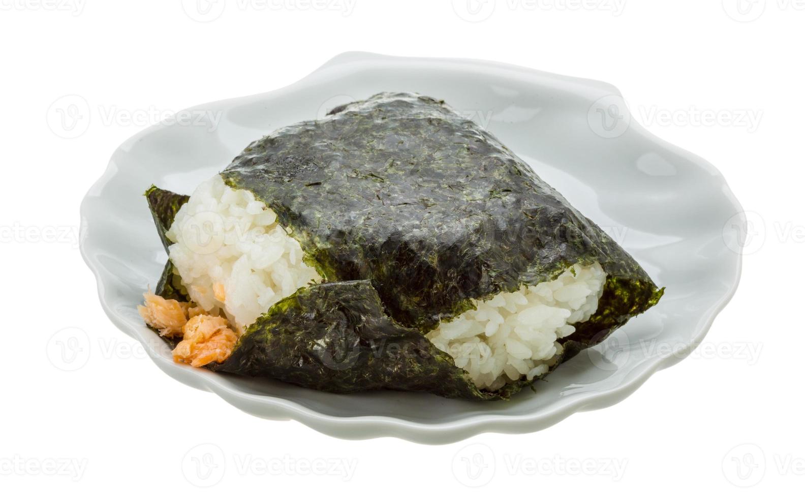 Japan rice ball with salmon photo