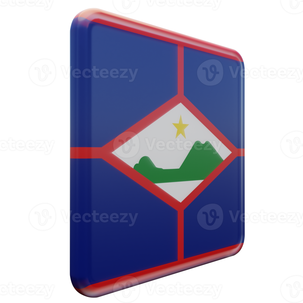 Sint Eustatius Left View 3d textured glossy square flag png