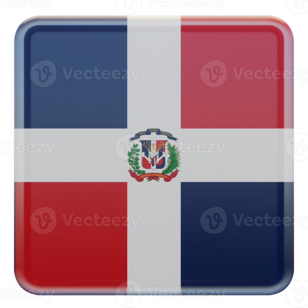 dominicaans republiek 3d getextureerde glanzend plein vlag png