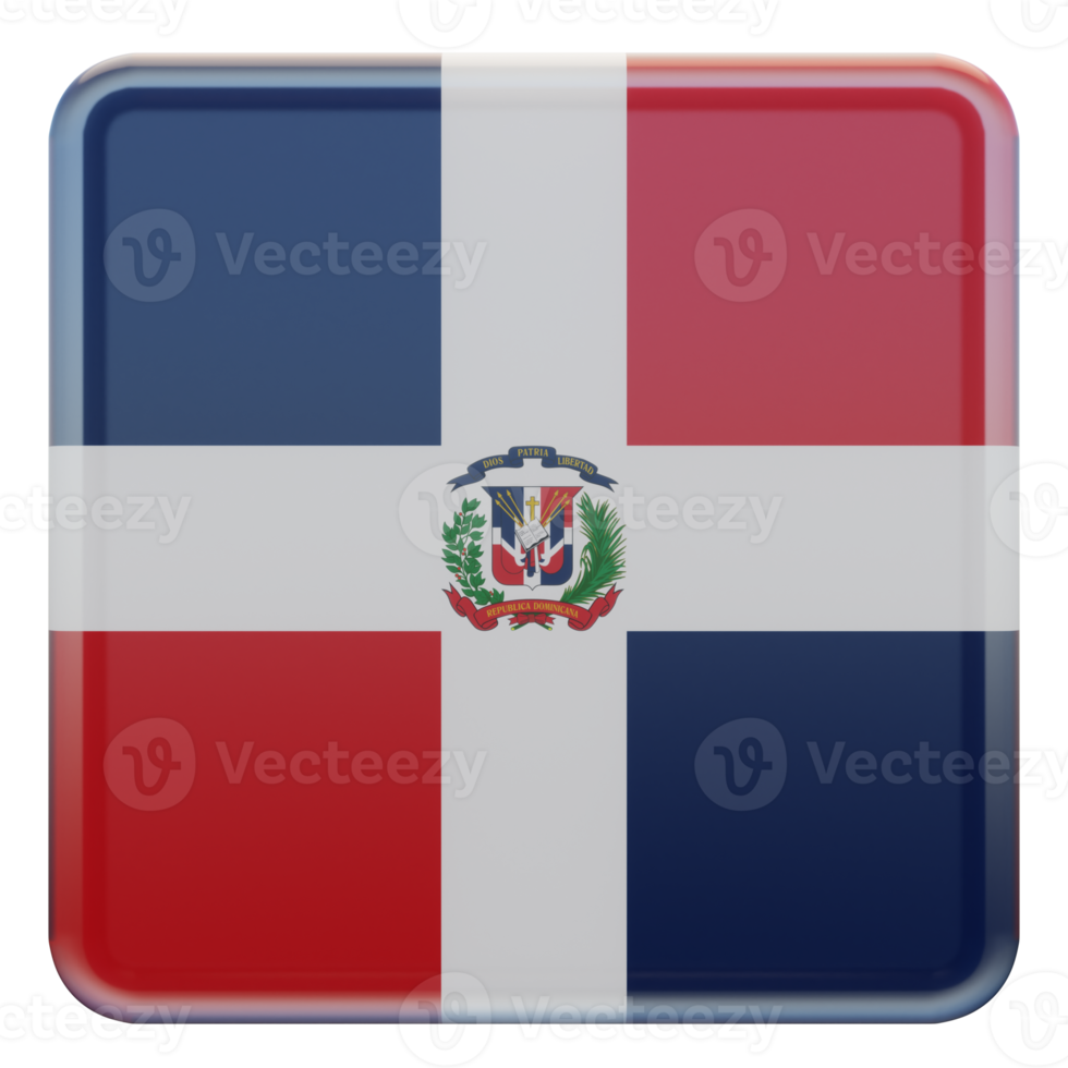Dominican Republic 3d textured glossy square flag png
