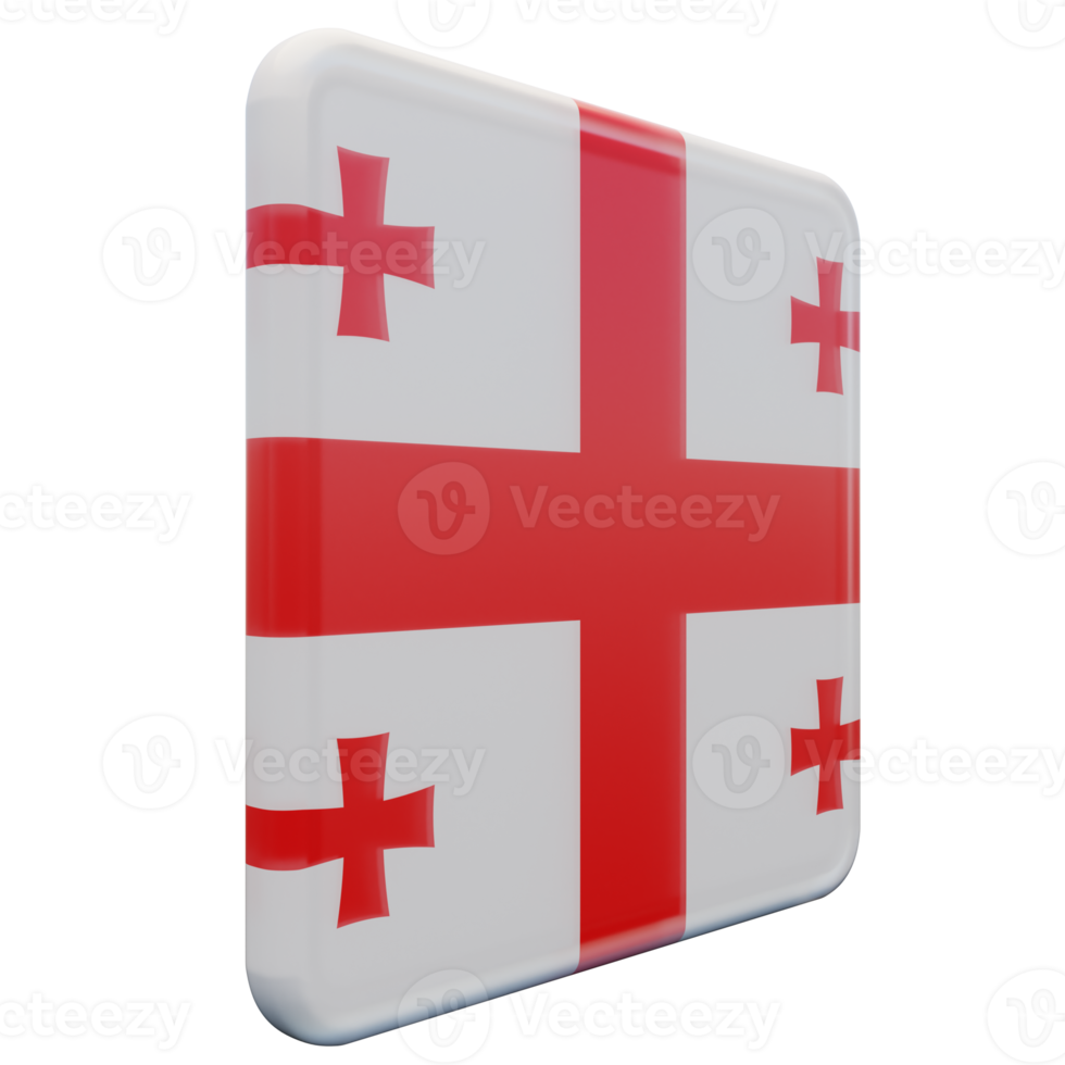Georgia Left View 3d textured glossy square flag png