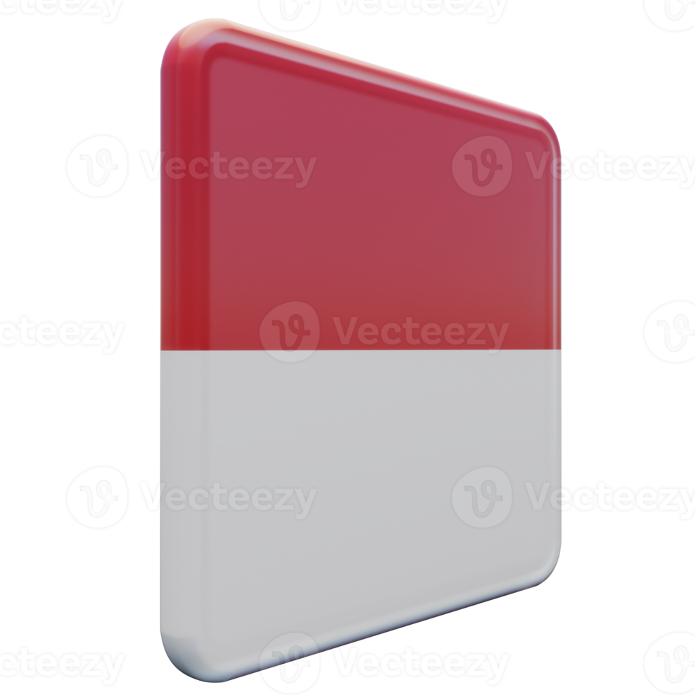 Monaco Left View 3d textured glossy square flag png