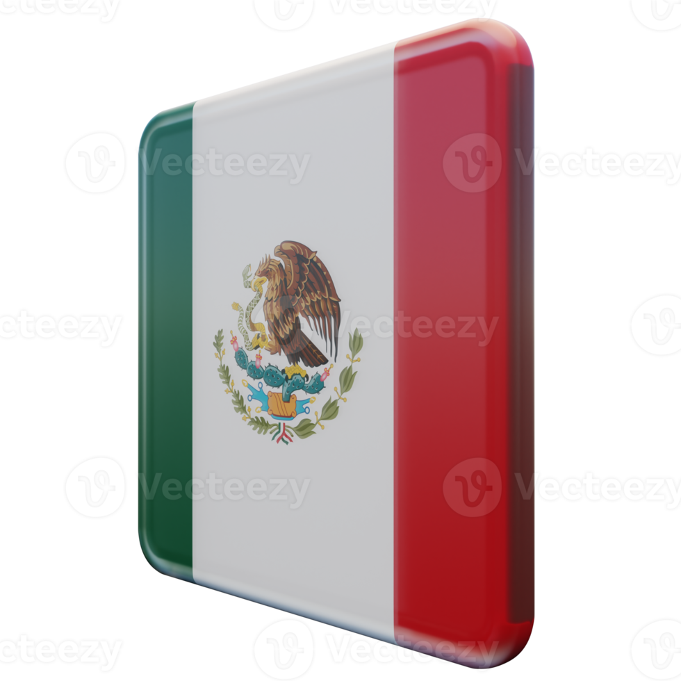 Mexico Right View 3d textured glossy square flag png