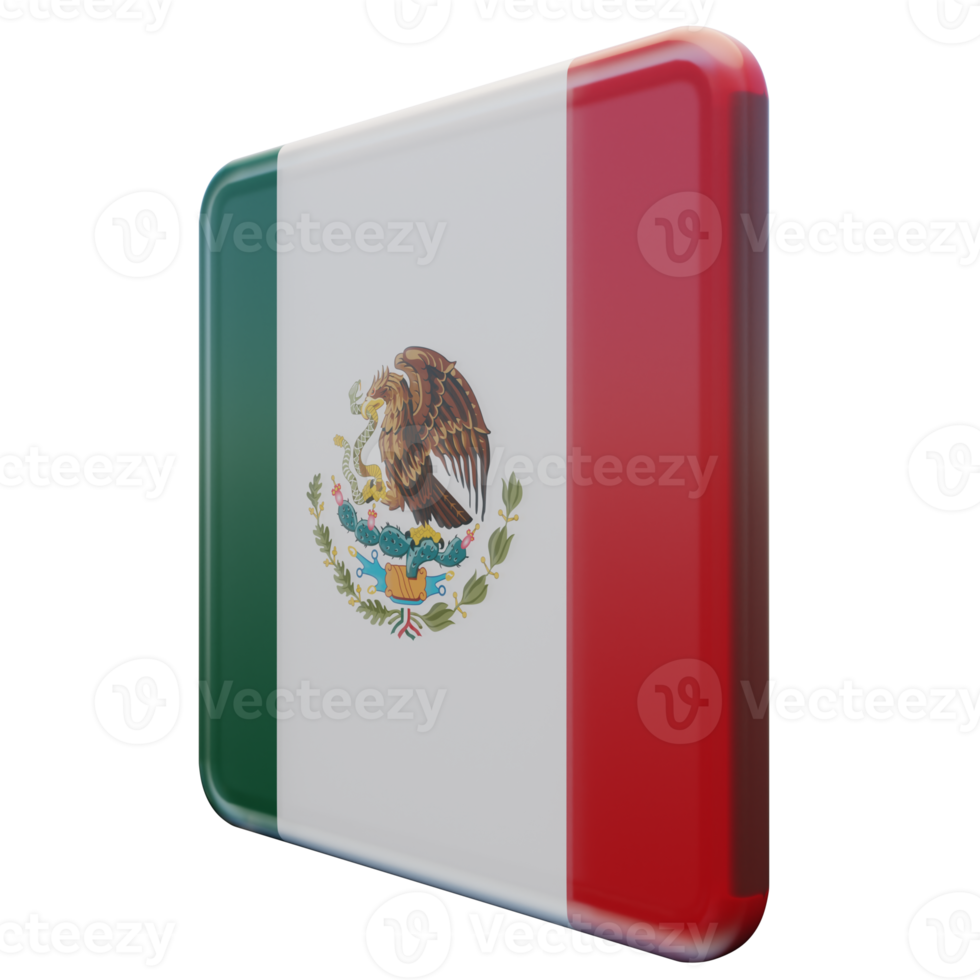 mexico rätt se 3d texturerad glansig fyrkant flagga png