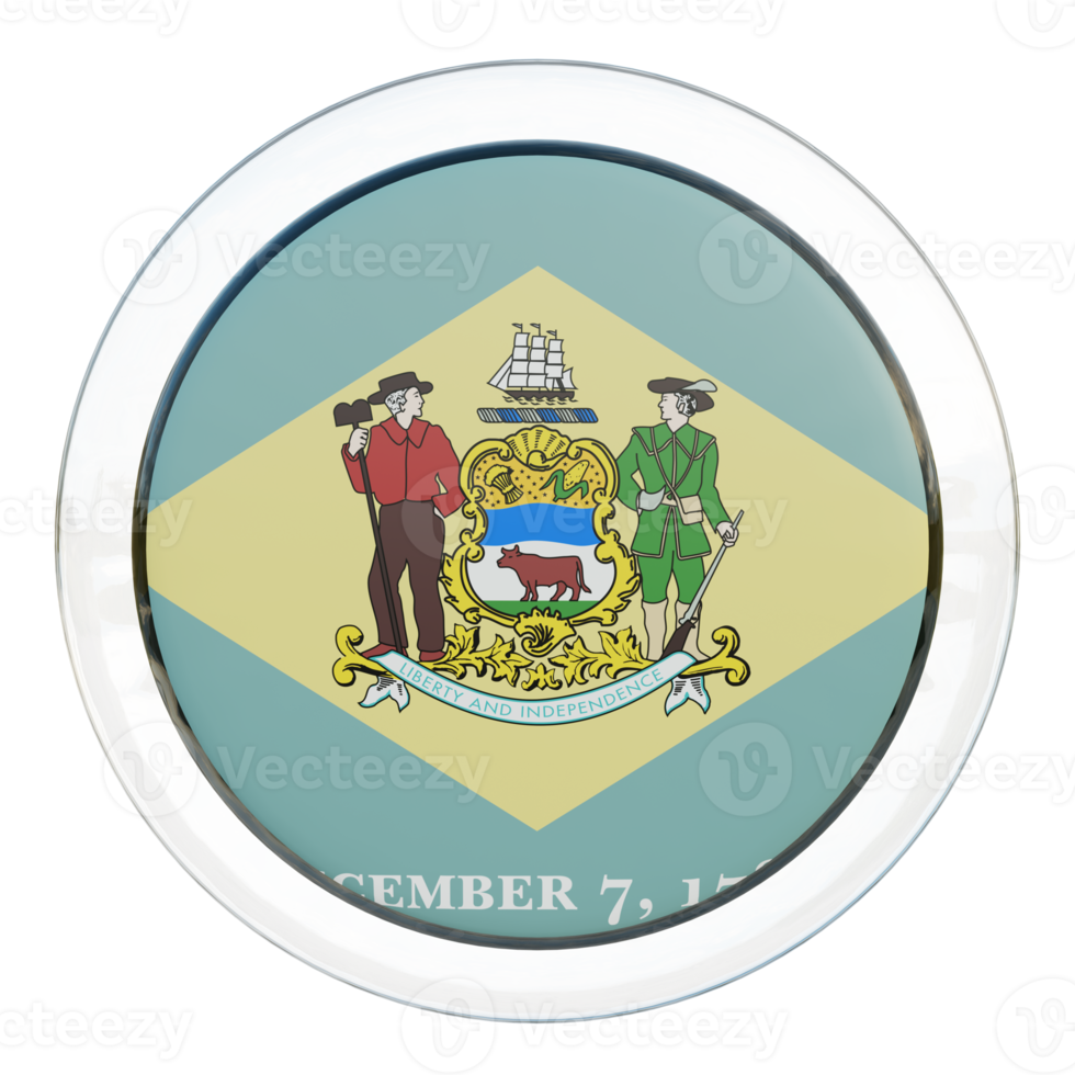 Delaware 3d textured glossy circle flag png