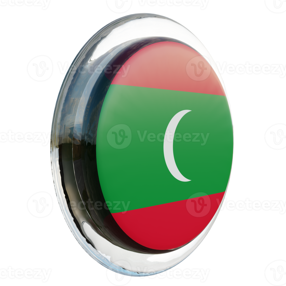 Maldives Left View 3d textured glossy circle flag png