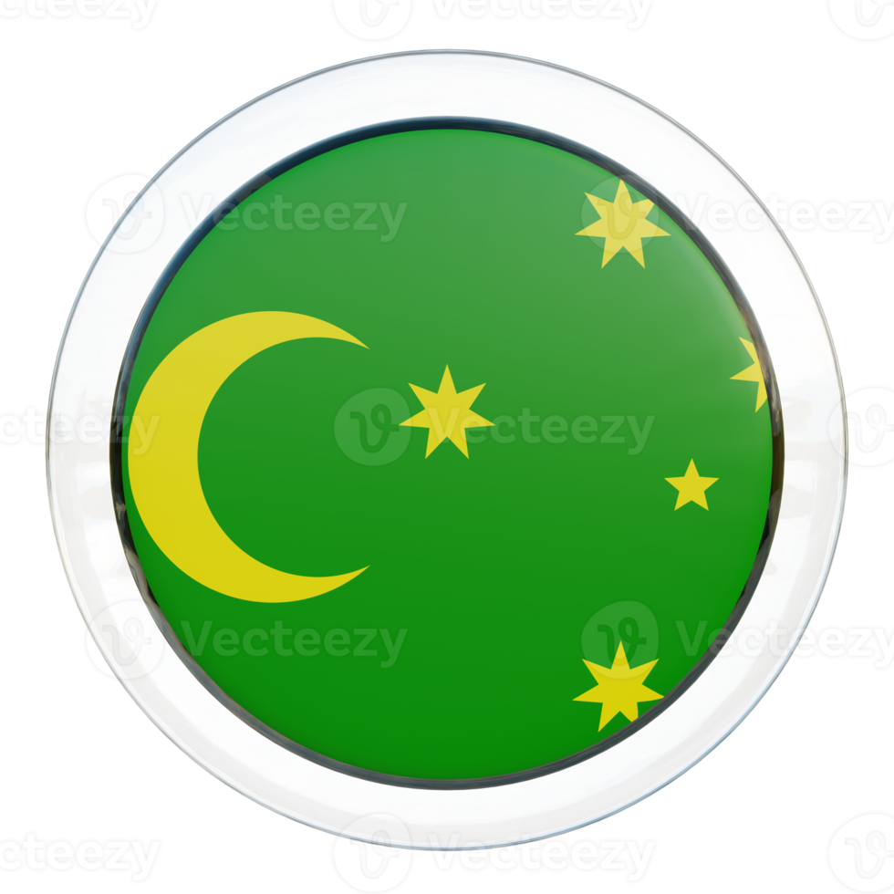 Cocos Keeling Islands 3d textured glossy circle flag png