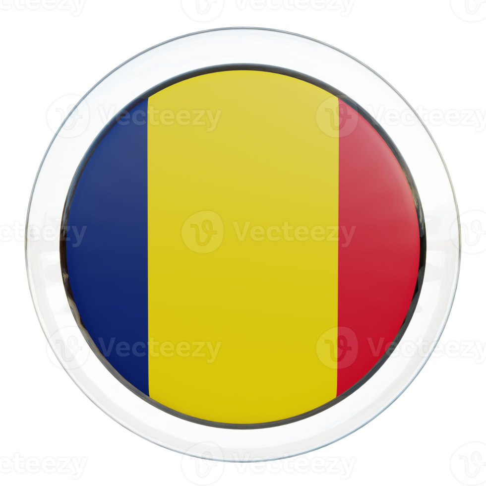 Chad 3d textured glossy circle flag png