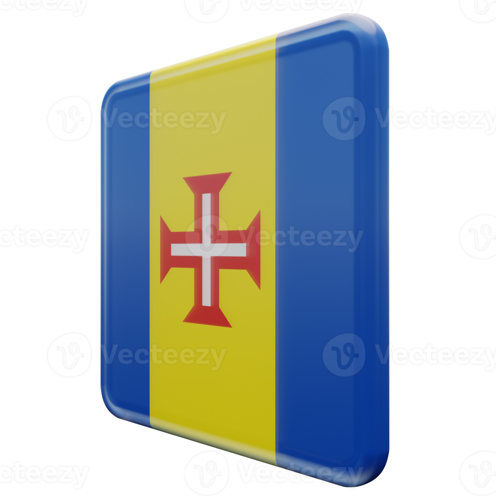 Madeira Right View 3d textured glossy square flag png