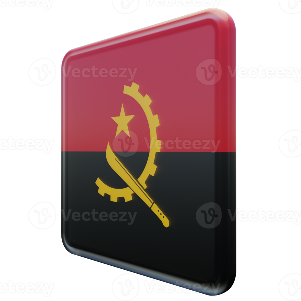 Angola Right View 3d textured glossy square flag png