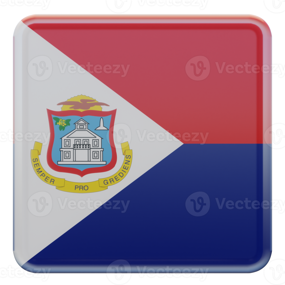 Sint Maarten 3d textured glossy square flag png