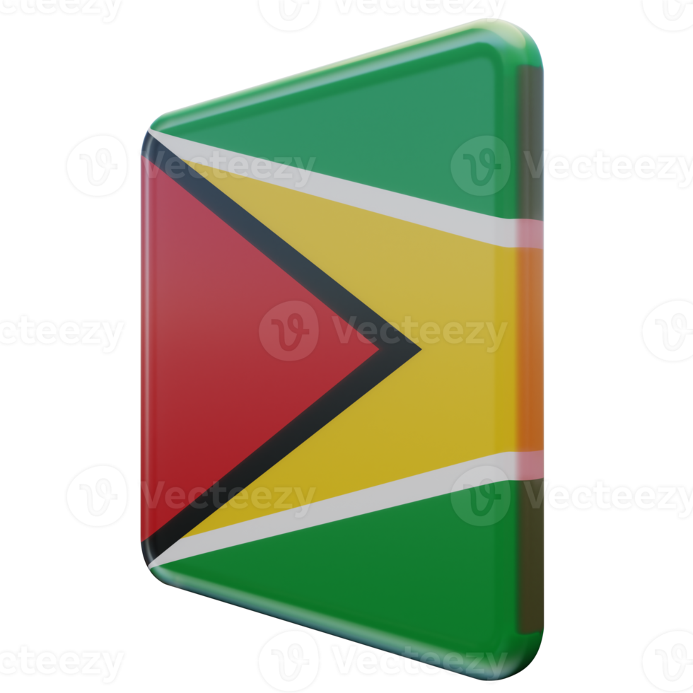 Guyana Right View 3d textured glossy square flag png